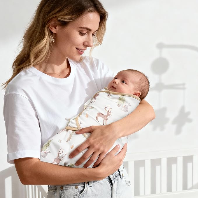 GLLQUEN BABY Girl Swaddles 0-3 Months - 3 Pack Baby Swaddles Sack for Newborn, Infant Sleep Sack, Easy Swaddling Wrap, Christmas Forest Carol, Nursery Swaddle Blankets Essentials