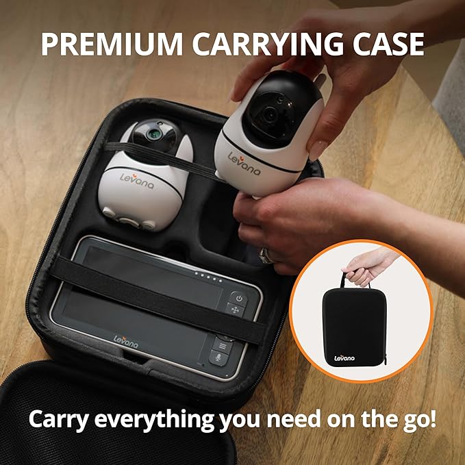 Levana Nala 5.5" HD Video Baby Monitor, 2 1080P Night Vision PTZ Cameras, 22 Hour Battery Life, 5000mAH Battery, No WiFi, Two-Way Talk, 1000ft Range, Carrying Case, 2 Year Warranty