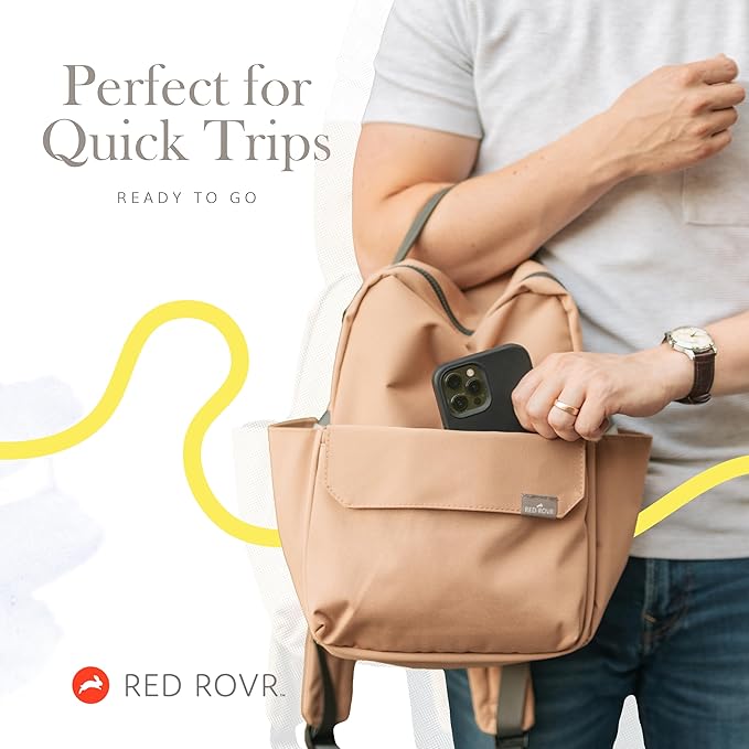 RED ROVR Mini Roo Lightweight Backpack | 6 pockets for everyday essentials (Pear Doodle)