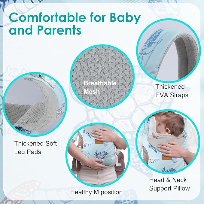 Baby Carrier, Ergonomic Adjustable Toddler Carriers for 7-33 Lbs, Cozy Lightweight Infant Carrier with Neck Support, Baby Chest Carriers with Lumbar Support for Parents (3-36 Months)