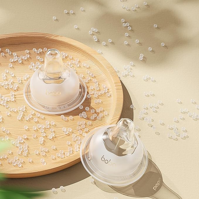 YOHKOH Glass Baby Bottles with Slow Flow Nipple, Newborn Anti-Colic Baby Bottles for 0+ Months, Wide Neck Feeding Bottle, Clear (Blue, 2.7oz (Pack of 4))