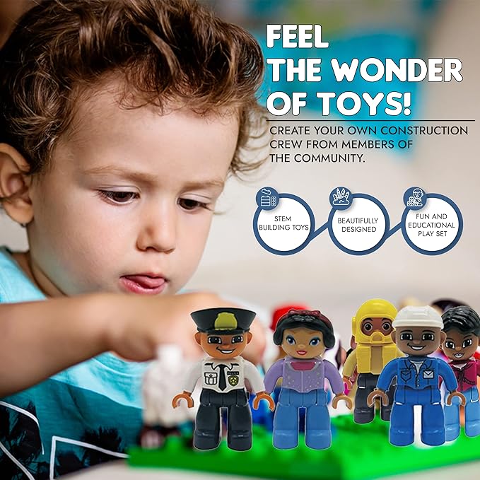 People Figures for Kids - Preschool Toys Building Blocks People Set for Kids - Compatible with Major Brands Building Blocks for Toddlers 1-6 - STEM Building Toys - (16 Toy Figures People)