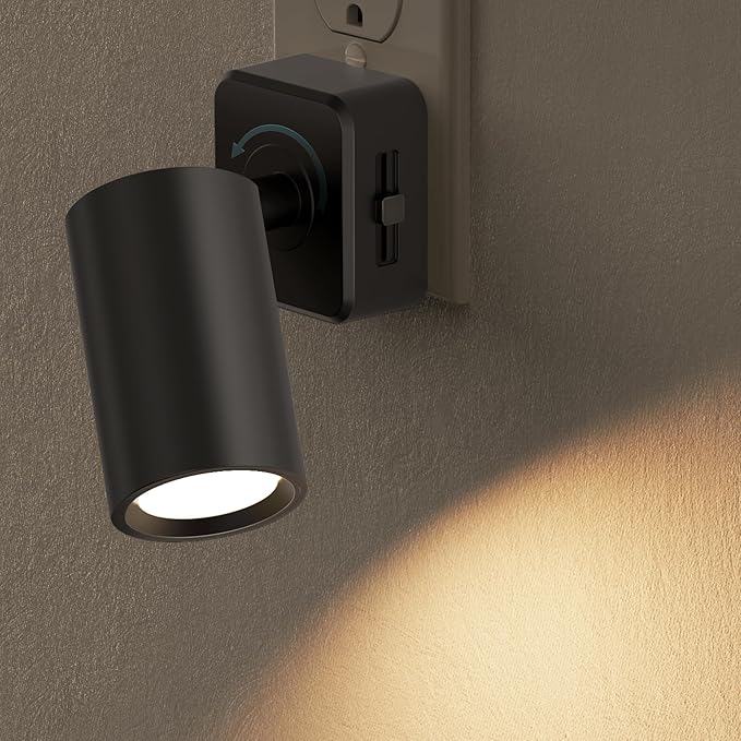 Briignite Night Lights Plug into Wall, 320° Rotation Plug in Night Light, Dusk to Dawn Nightlight, Dimmable Soft White 1W Led Night Light for Bedroom, Spot Light, Kids Room, Stair