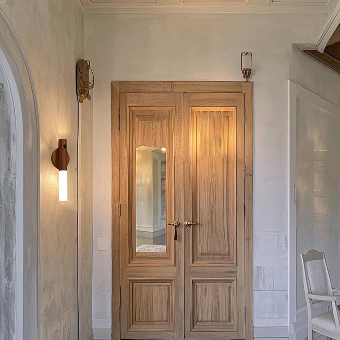 LANDGOO Rechargeable Wooden Night Light for Nursery, Motion-Activated RGB LED Baby Light for Breastfeeding, Toddler Kids Bedroom Décor