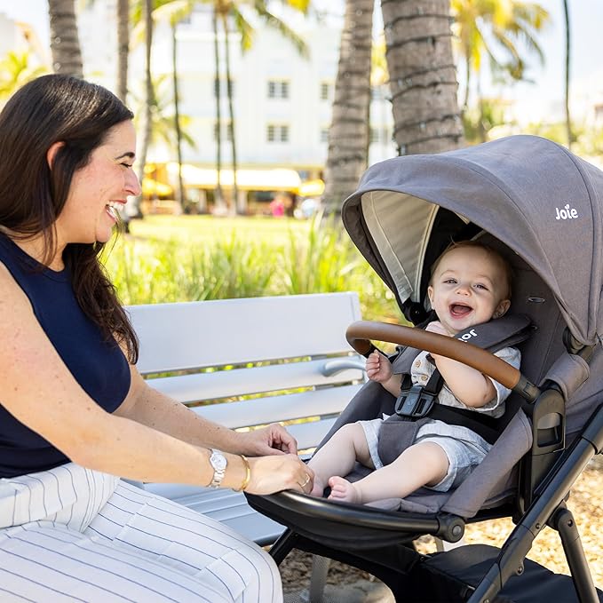 Joie Hazel Height Adjustable Stroller – Travel-Friendly Stroller with Height Adjustable Seat, Multi-Position Recline, and All-Terrain Wheels (Thunder)