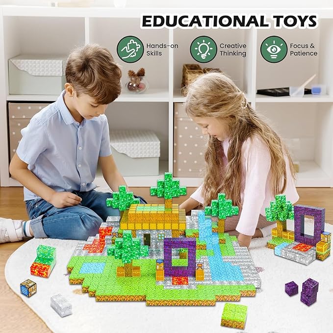Kid Odyssey Magnetic Blocks - Mine Magnet Portal World Set, Building Toys for Boys & Girls, Montessori Toys Gifts for 3+ Kids