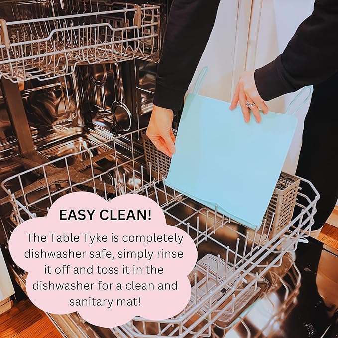 The Table Tyke Silicone Placemats for Toddlers with Patented Edge Bumper | Kids Placemats Non Slip Travel Ready | Baby Placemat BPA Free for Restaurant Dining Table | Sky Blue