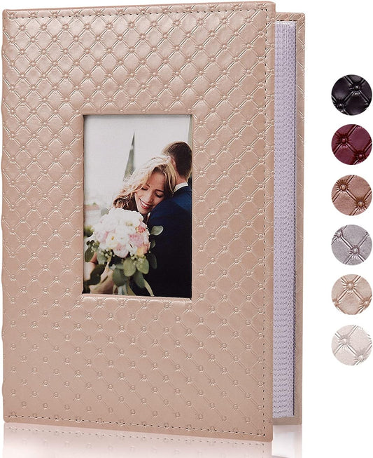 RECUTMS Photo Album 300 Pockets,4x6 Photo Book Paper Core Memo Page PU Leather Cover Picture Album Record Valentine's Day Christmas Holiday Commemorative Gift (Light Pink)