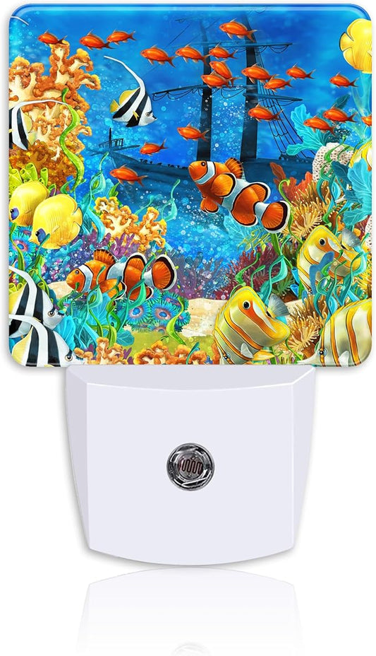 Night Light for Kids Girls Boys,Underwater Fishes Coral LED Night Light Plug into Wall with Dusk to Dawn Sensor for Room Decor,Hallway,Kitchen,Bathroom,Nursery,Stairs