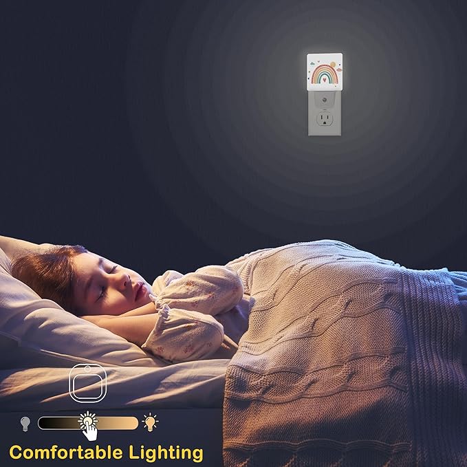 Boho Rainbow Night Light,Plug in Night Light, Dusk to Dawn Sensor Nightlights for Stairway/Hallway/Kitchen/Bedroom/Bathroom 0.5W