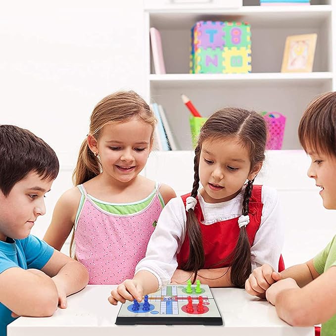 KIDAMI Ludo Magnetic Board Game Set, Folding and Light-Weight for Carrying, Gift for All Age (9.5 X 9.5 inches)