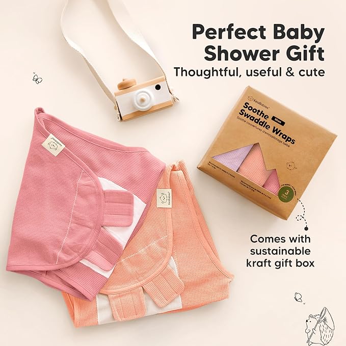 3-Pack Organic Swaddles for Newborns, Baby Sleep Sacks 0-3 Months - Baby Swaddle Wrap, Newborn Wearable Blanket, Infant Sleep Sack for Girls, Boys, Soft & Snug, Large Hook & Loop Closure (Vivacious)