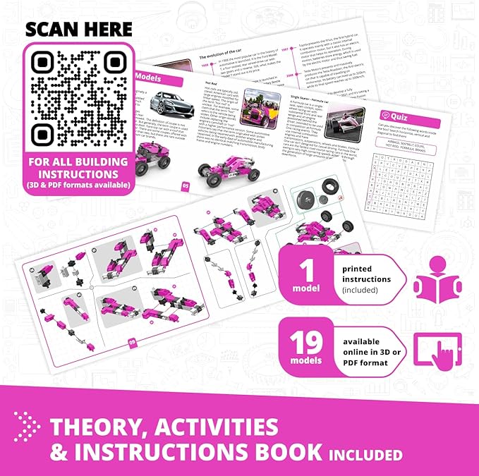 Engino Maker Girl, 20-Model Set, Engineering Kit for Girls 7+, STEM Building Toys, Educational Set, Engaging STEM Toys, Sparks Creativity, Gift for Girls