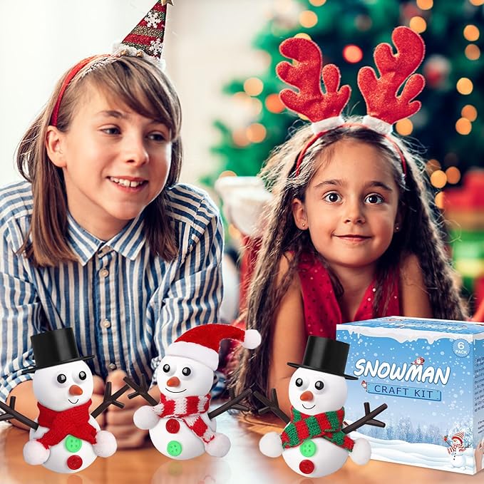 GYGOT 6 Pack Christmas Crafts for Kids,Build a Snowman Kit,Christmas Stocking Stuffers for Girls, Boys,Modeling Clay DIY for Holiday Activities