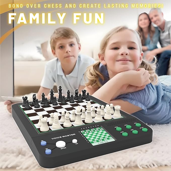 iCore Electronic Chess Set Pro Black : Voice Guide, 30 Levels, 100 Teaching Exercises, Learning Mode for All Ages