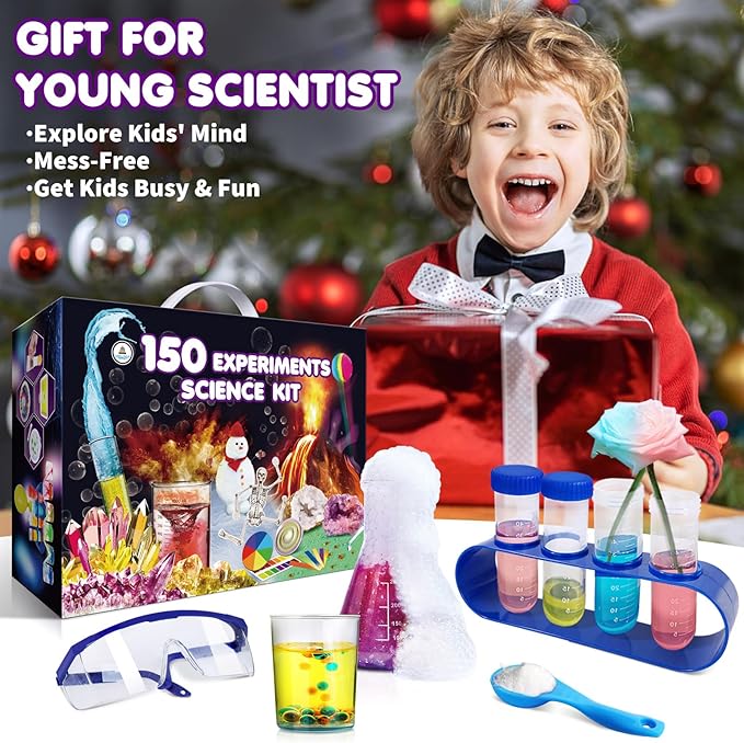 UNGLINGA 150 Experiments Science Kits for Kids Boys Girls, S.T.E.M Kit Toys Gifts Ideas Birthday Christmas, Chemistry Break Geodes, Volcano, Physics Educational Activities Project