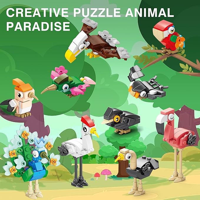 Sawaruita Party Favors for kids-20 Packs Fun Bird Building Blocks Sets Classroom Prizes-Birthday Goodie Bags Stuffers for Kids-Mini Animal Blocks Toys for Valentine's Day, Christmas Party（20in 2）