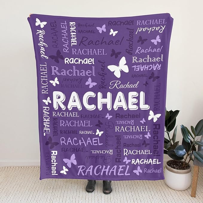 Personalized Throw Blanket with Name Custom Blankets Customized Baby Blanket for Girls Kids Adult Birthday Gift