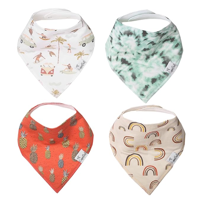 Copper Pearl Baby Bandana Drool Bibs for Drooling and Teething 4 Pack Gift Set “Maui