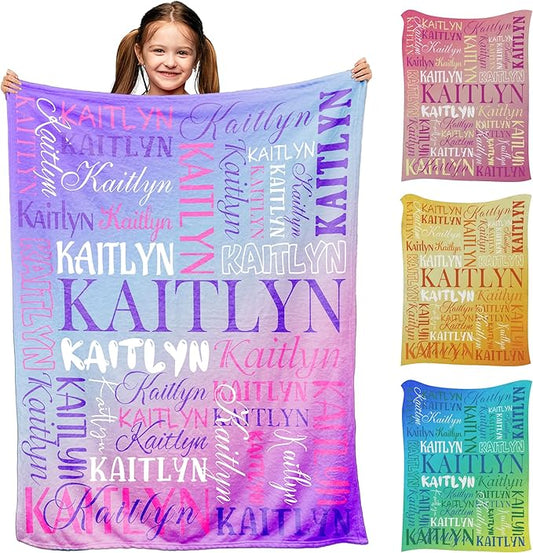 Personalized Baby Blankets with Name for Girls Boys, Customized Name Blankets for Kids Teens Newborn, Super Soft Plush Fleece, Custom Baby Blanket for Daughter Son Granddaughter Grandson