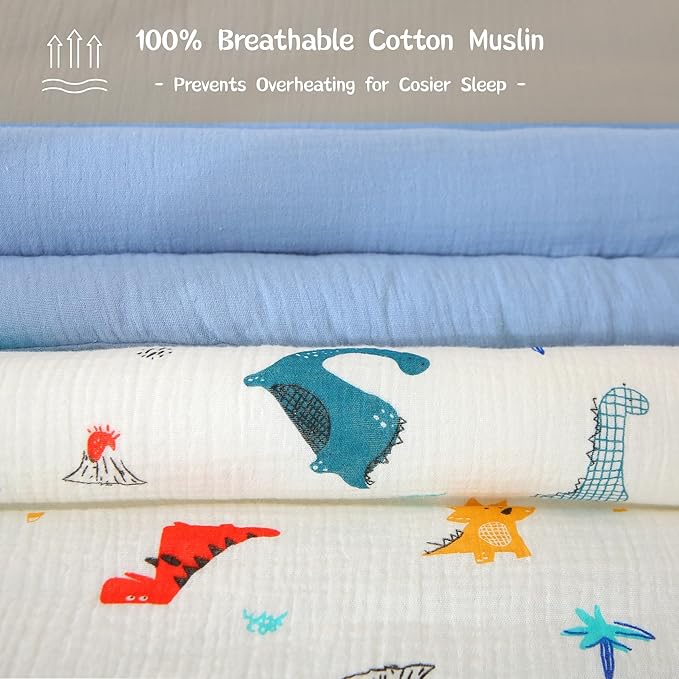 Cotton Muslin Toddler Comforter/Quilt,Ultra Soft & Breathble Muslin Toddler Blanket,All Season Baby Blankets for Boys and Girls, Machine Washable,41"x48"