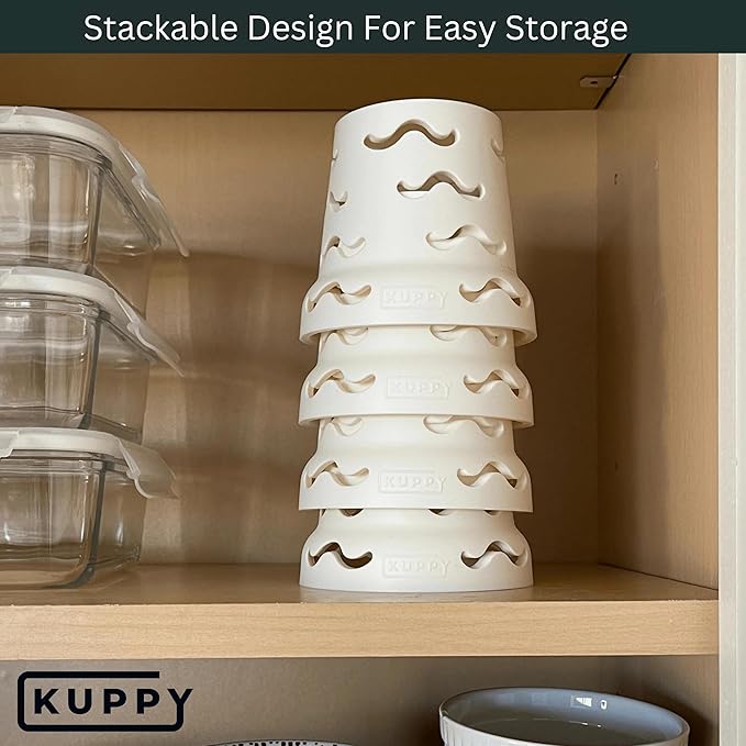 Kuppy Silicone Water Bottle Drying Rack - Fast-Dry Bottle Dryer for 20-64oz Cups - Reusable Food Storage Bag Drying Rack - Compatible with Stanley, Owala, Stasher (Green, 4-Pack)