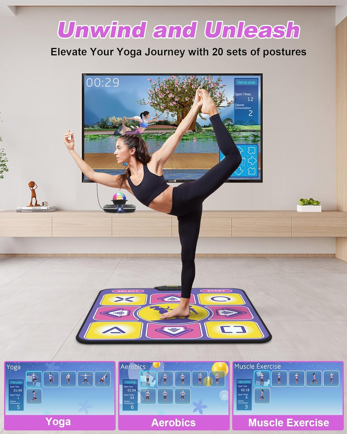 Eletrionic Dance Mat for TV with HD Camera, Non-Slip Dance Pad for Girls Boys, Dance Game Mat Xmas B-Day Gifts for Kids Adults