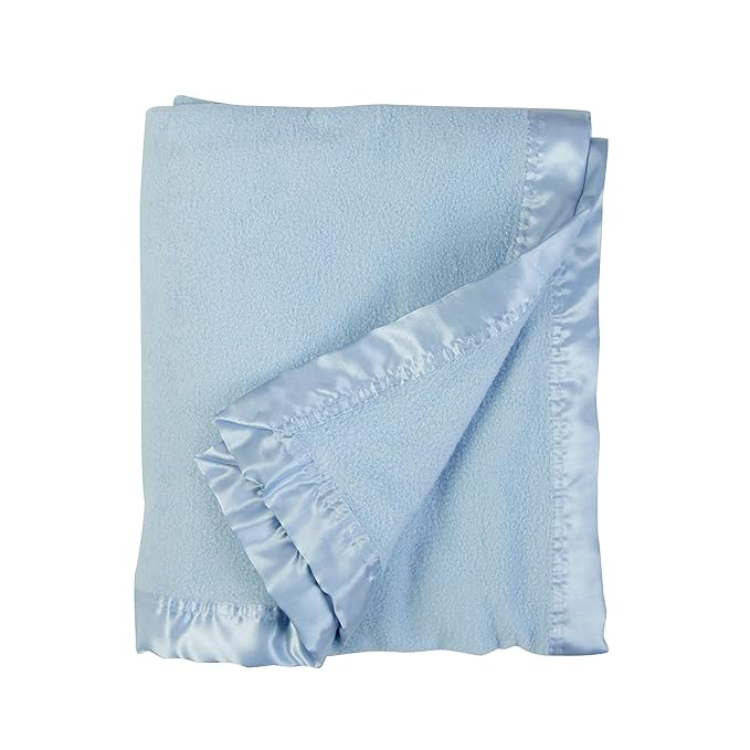 Bamboo Rayon Soft Light Blue Toddler Security Blanket - Thermal Sky Blue Baby Blanket with Satin Edging - Perfect for Naps, Car Carrier, Stroller & Travel - 34 x 47 inches - Newborn Baby Blankie