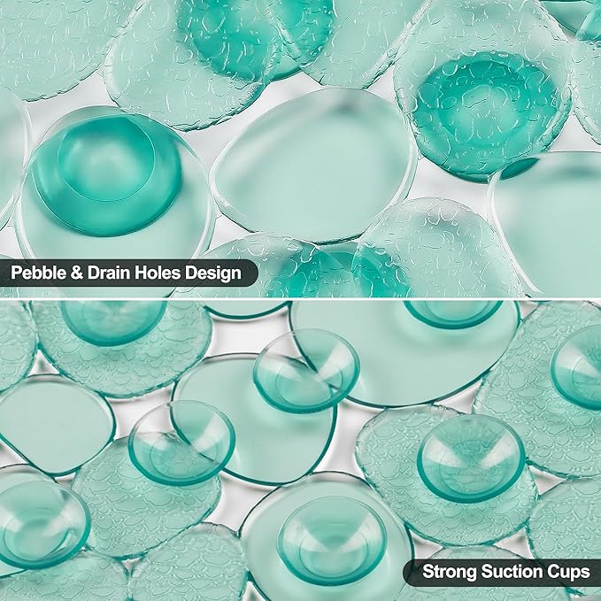 Vannokor Bath Mats for Bathroom Tub 27x14 Inch,Bath Mat for Tub Feels Great on Tired Feet, Friendly Machine Washable Shower Tub Mats with 167 Big Suction Cups,Shower Mat,Bath Tub Mat,Green