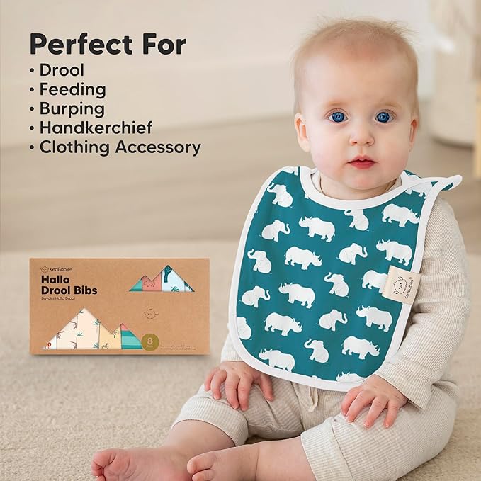 8-Pack Baby Bibs for Boys, Girls - Pullover Bibs for Drooling Teething Baby Girl & Boy Toddler, Newborn, Soft & Absorbent, Cute Colors, Large Torso Coverage Keep Infant Clean & Dry (Wildscape)