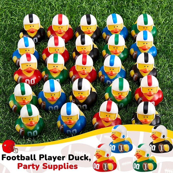 Deekin 48 Pcs Rubber Duck 2 Inch Bulk Sport Party Favors for Birthday Party Decorations Club Player Gift (Football Player)