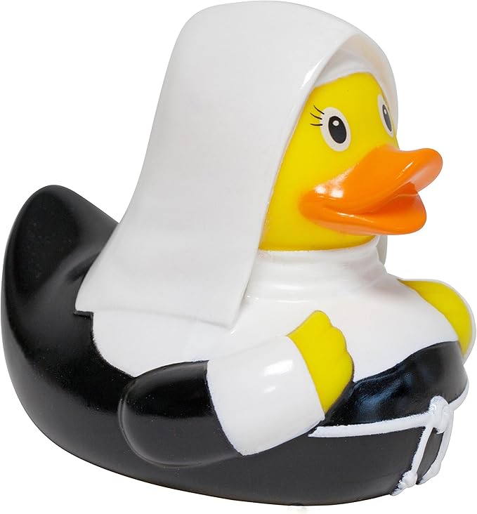 Lilalu 2028 Nun Rubber Duck Bath Toy, Black/White