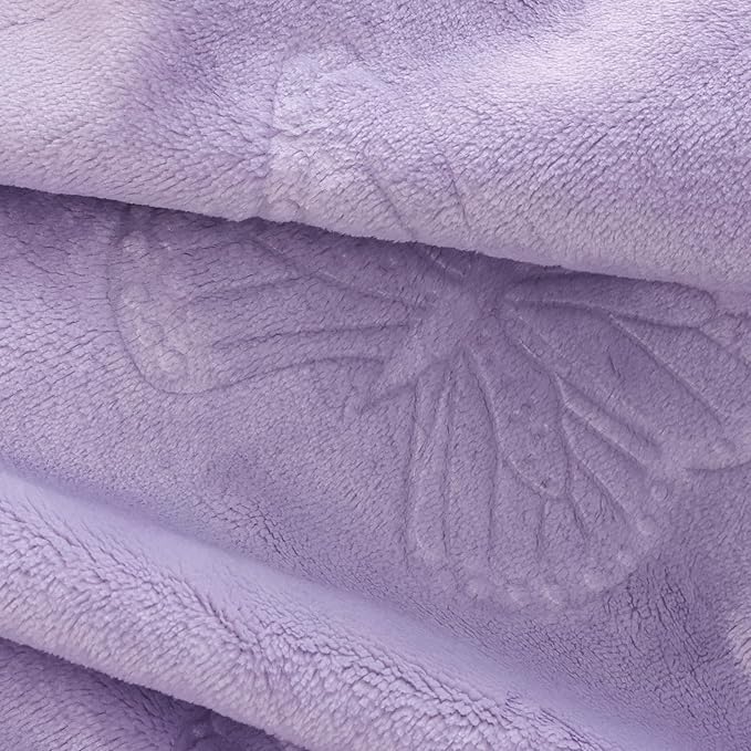 BORITAR Baby Blanket with Butterfly Design for Girls Ultra Soft Fleece Warm and Lightweight Blankets for Infant Toddler Newborn, 30x40 Inch, Purple