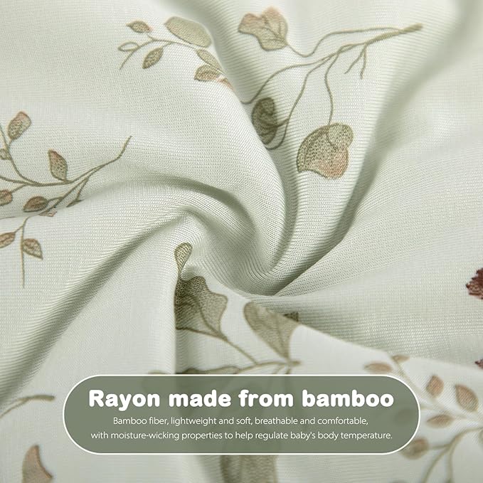 Mosebears Unisex Rayon Made from Bamboo Sleep Sack with 2-Way Zipper,2.5 Tog Baby Winter Sleep Sack(Green Animal,6-18 Months)