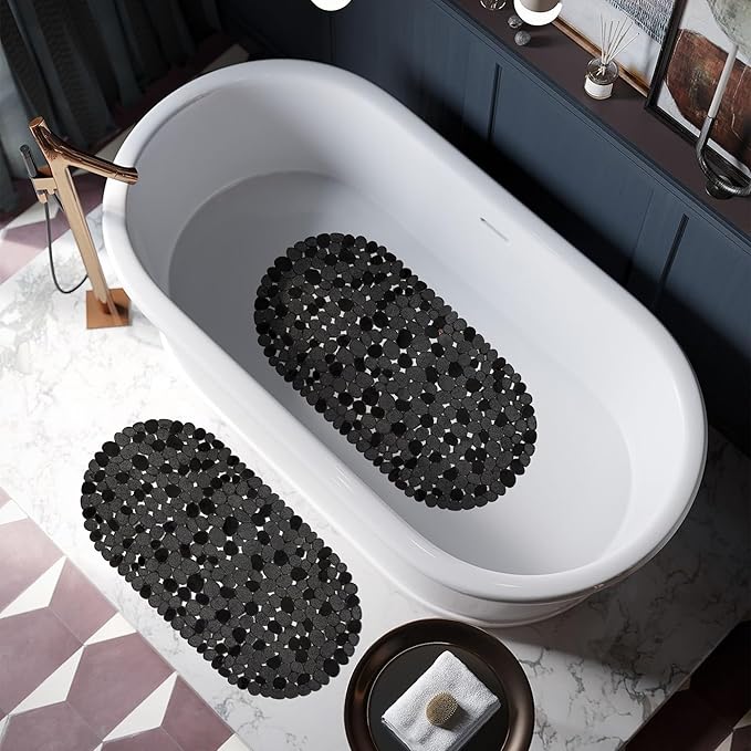 Vannokor Bathtub Mats for Bathroom 27x14 Inch, Bath Mat for Tub Feels Great on Tired Feet, Friendly Machine Washable Shower Tub Mats with 167 Big Suction Cups, Shower Mat, Bath Tub Mat, Black