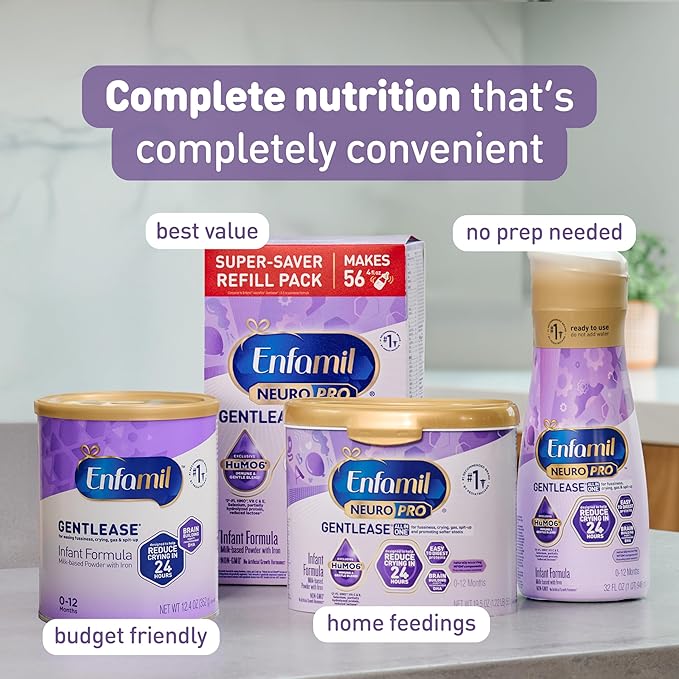 Enfamil NeuroPro Gentlease for easing Fussiness, Crying, Gas, Spit-up in 24 Hrs, Smaller Proteins for Easy Digestion, Brain Supporting DHA, HuMO6* Immune Blend, Baby Formula, 19.5 Oz