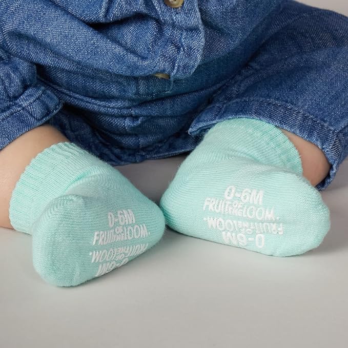 Fruit of the Loom Baby 14-Pack Grow & Fit Flex Zones Cotton Stretch Socks - Unisex, Girls, Boys
