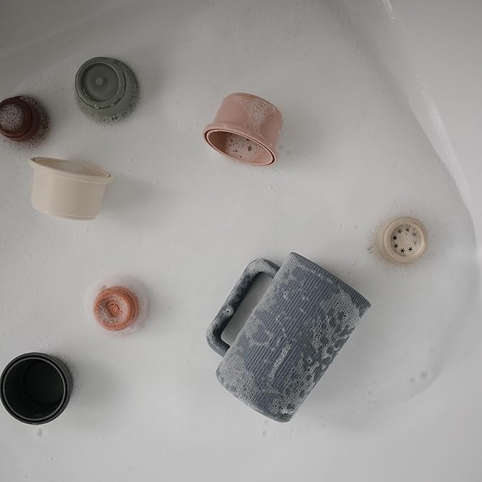 mushie Baby Bath Rinse Cup | 100% Food Grade Silicone | Shampoo & Body Washing Rinser Cup For Kids (Tradewinds)