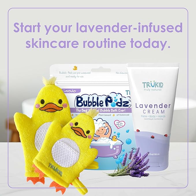 TruKid Lavender Cream - Sensitive Skin Baby Lotion for Newborns, Babies & Toddlers, All Natural Ingredient Skin Care for Kids Enriched with Shea Butter, Cocoa, Grape Seed Oil & Vitamin E, 3.4oz