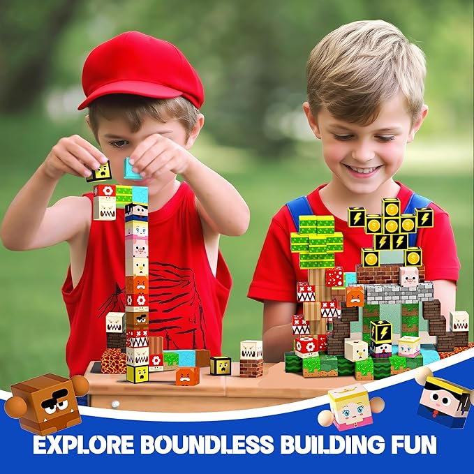 Educational Magnetic Building Blocks Set with 100Pcs 1 Inch Cubes for STEM Game Toys Christmas Birthday Gifts for Boys Girls