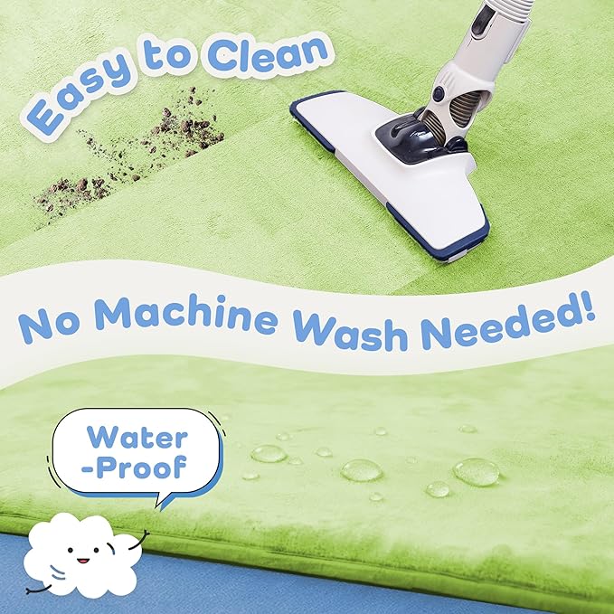 1.3" Thick Baby Floor Play Mat 50x50, Basic Padded Foam Mat for Tummy Time Crawling, Non Slip Cushioned for Babies Toddlers Infants Kids (Light Green)