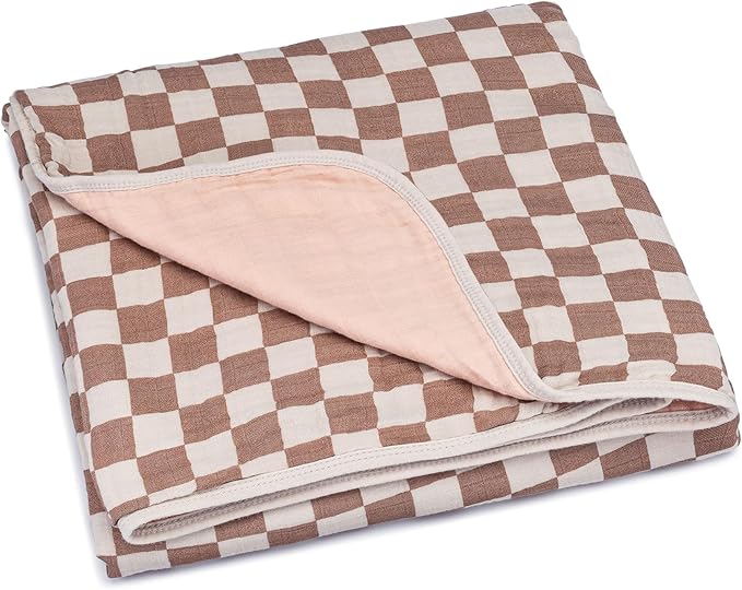 Parker Baby Muslin Blanket | 100% Soft Cotton Toddler Quilt & Baby Muslin Swaddle | Gender Neutral Design 47" x 47" Blanket