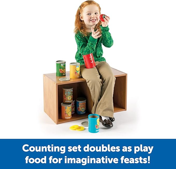 Learning Resources One To Ten Counting Cans - 65 Pieces, Ages 3+ Toddler Learning Toys, Preschool Pretend Play Toys, Supermarket Toys