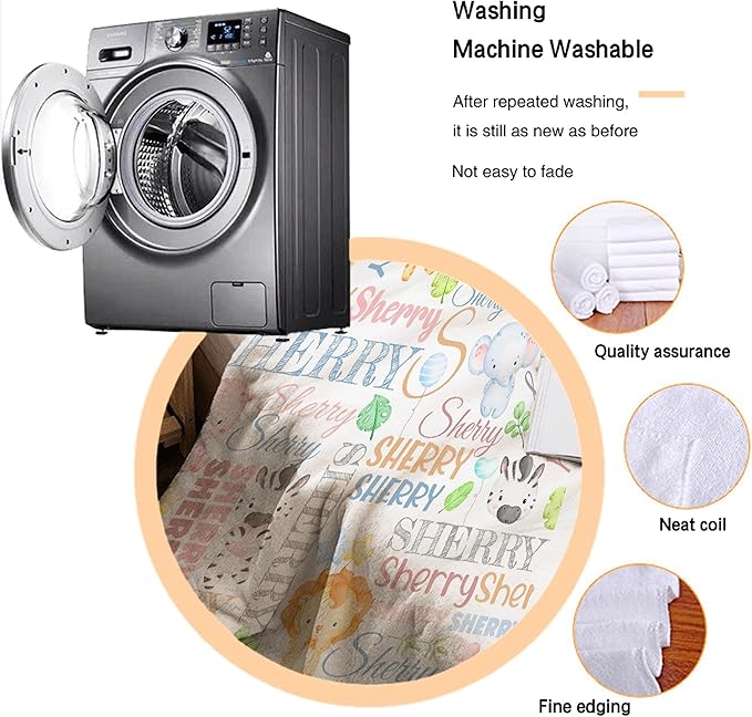 Personalized Baby Blanket for Girls Boys Lion Elephant Custom Baby Blanket with Name Swaddle Blanket for Toddlers Infants Kids Shower Newborns Nursery Stroller Crib Decor Throw Birthday Gift