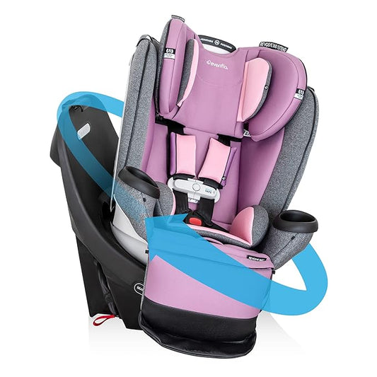 Evenflo Gold Revolve360 Extend All-in-One Rotational Car Seat with SensorSafe (Opal Pink)
