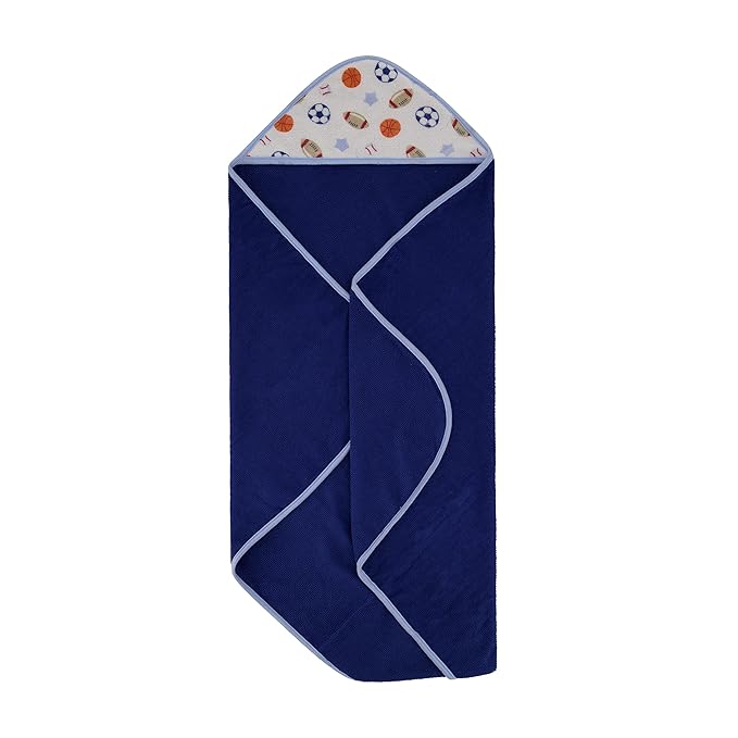 Cudlie Buttons & Stitches Baby Boy 3 Pack Rolled/Carded Hooded Towels in All Star Baby Print (GS71720),3 Count (Pack of 1)