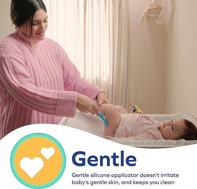 Dr. Talbot's Diaper Cream Brush for Babies - Diaper Rash Cream Applicator with Suction Base and Hygienic Case - Full Size - Aqua Blue