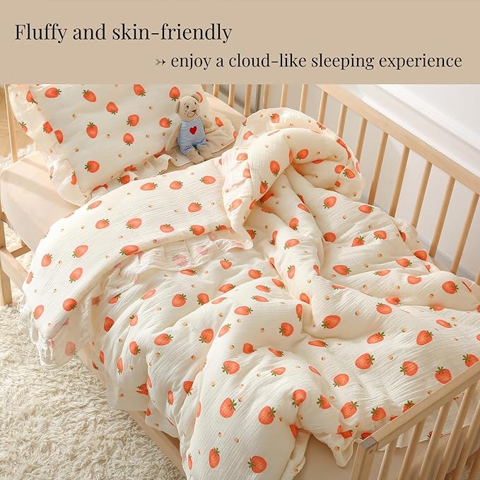 100% Cotton Muslin Crib Comforter/Quilt,Ultra Soft Cozy Reversible Baby Blanket,All Season Toddler Blankets for Boys and Girls, Machine Washable,41"x48"