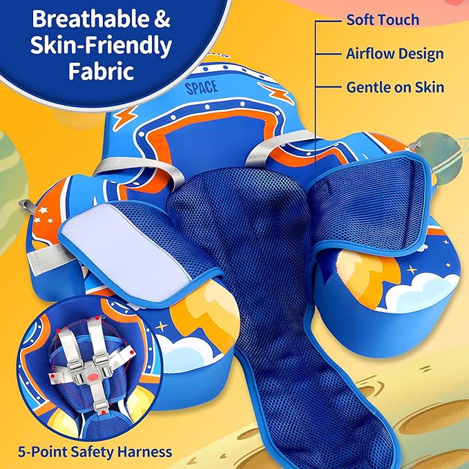 Baby Pool Float with Canopy,Non-Inflatable Infant Swim Float,Soft Skin-Friendly Fabric Material Pool Floats for Toddlers,Swimming Pool Toys for Boys and Girls