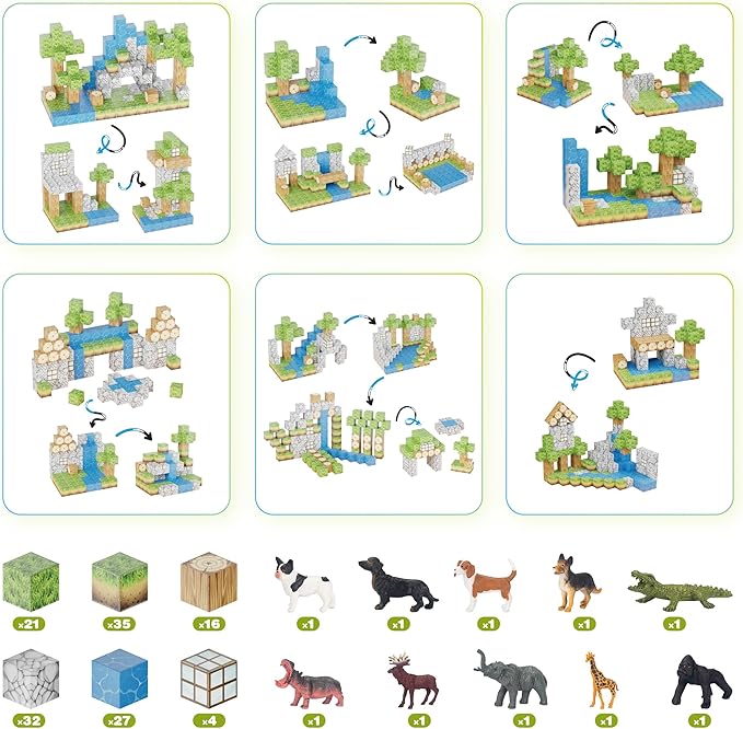 Contixo Magnetic Blocks - 100PCS Magnet Building Tiles Cubes for Kids Ages 3-8, STEM Stacking Learning Toys with Vibrant Colors, Educational Toddler Construction Toys for Creative Play, Birthday Gifts